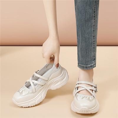 Scarpe Mary Jane singole argentate da donna con plateau rialzo moda sandali balletto suola morbida sportive casual fiocco scarpe da donna
