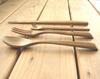 Nagao Chestnut Wood Dinner Cutlery Set and Chopsticks (4 Pieces) Spoon, Fork,