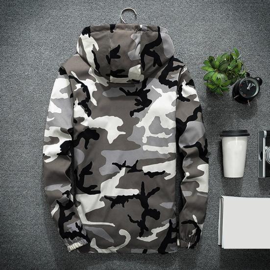 Men Winter Coat Camouflage Zipper Long Sleeves Cardigan Soft Cold-proof Hooded Plus Size Spring Jackets Coat for Outdoor