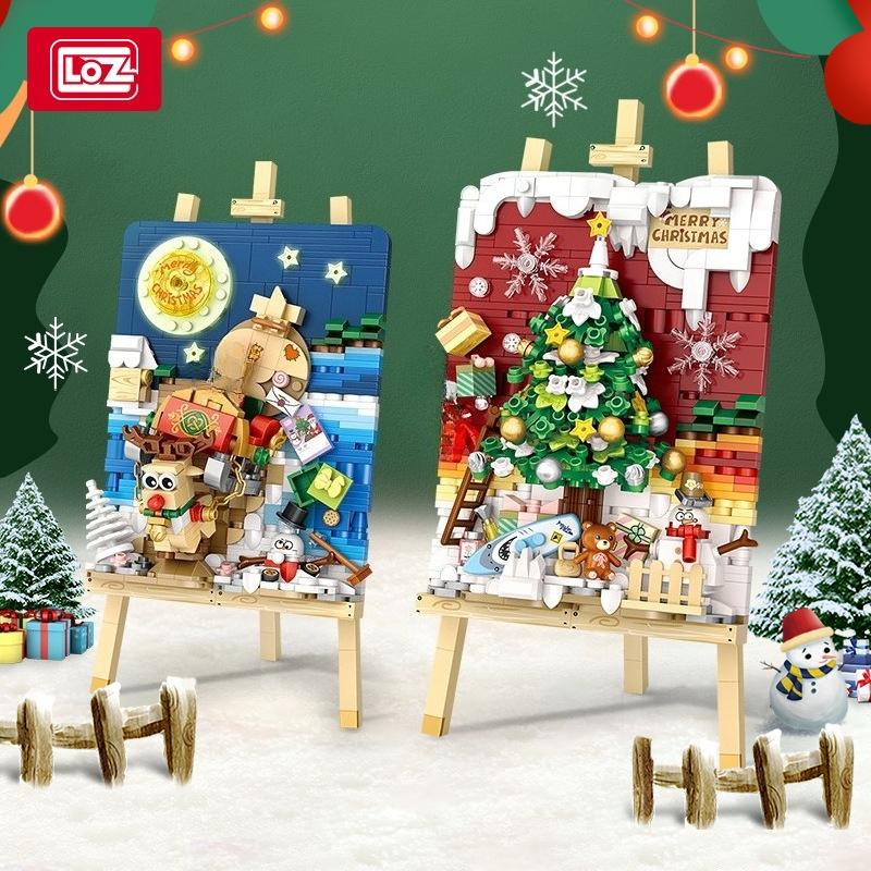 Loz Blocks Fun Creative 3D Painting Cat Educational Building Bricks Art Toys For Girl Present New Year Gift Christmas Santa