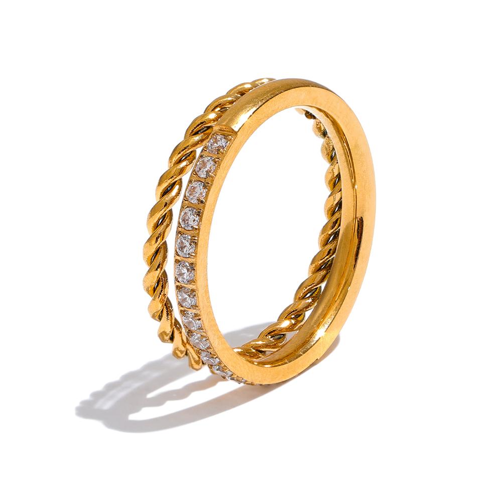 

Yhpup Delicate Cubic Zirconia Double Round Chain Golden Ring for Women Waterproof Daily Cheap Jewelry Bijoux 6