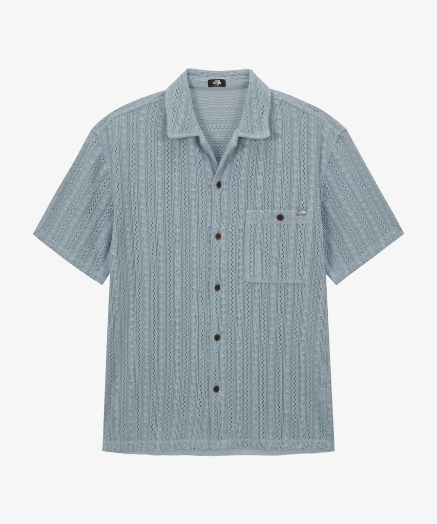 Noseupeiseu Nh8Ss08B Men'S Crochet Short Sleeve Shirt Blue Gray