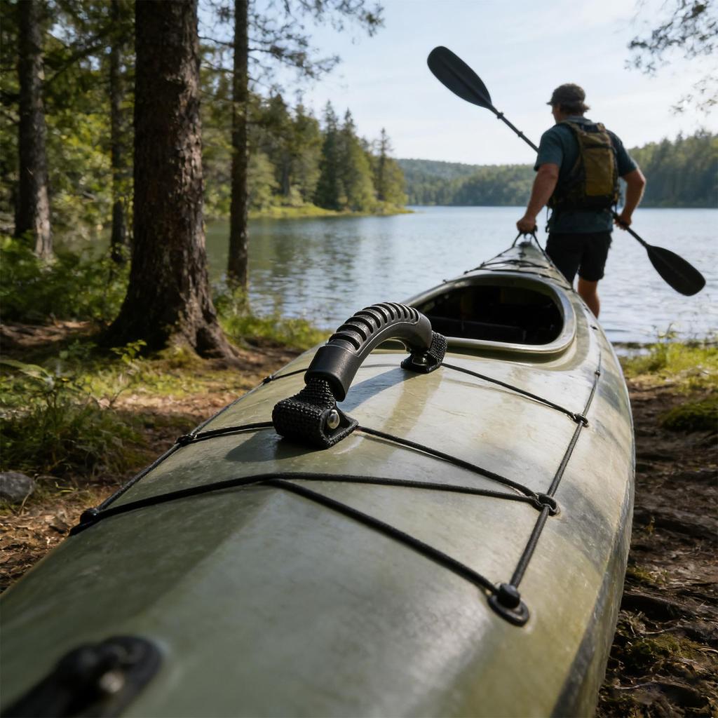 Kayak Carry Handles 4 Pieces Heavy Duty Nylon Rubber Handles with Screws Kayak Replacement Parts for Suitcases Doors Canoe Boat