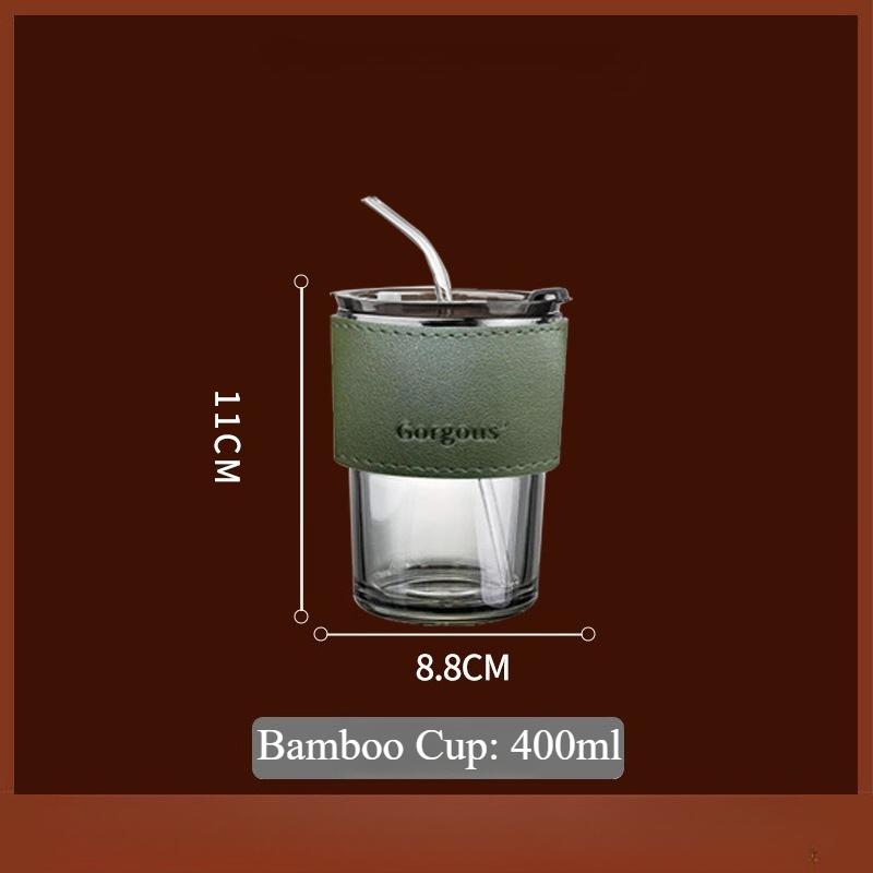 Glass Sipper Cups Reusable Spill-Proof Drinking Cups with Lid Straw for Birthday Party Travel Xmas Juice Mug Water Bottle Cups