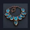Collier Topaze Bleue Bijoux en Pierre Précieuse, Collier Cuivre Électroformé, Collier Chaîne Réglable Fait Main Cadeau Pour Femme Bijoux