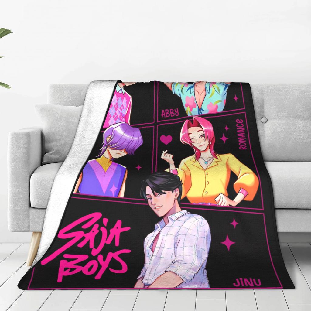 Saja Boys Abby Plush Blankets Girl Kpop Demon Hunter Flannel Throw Blanket For Home Decor Super Warm Design Quality Bedspread
