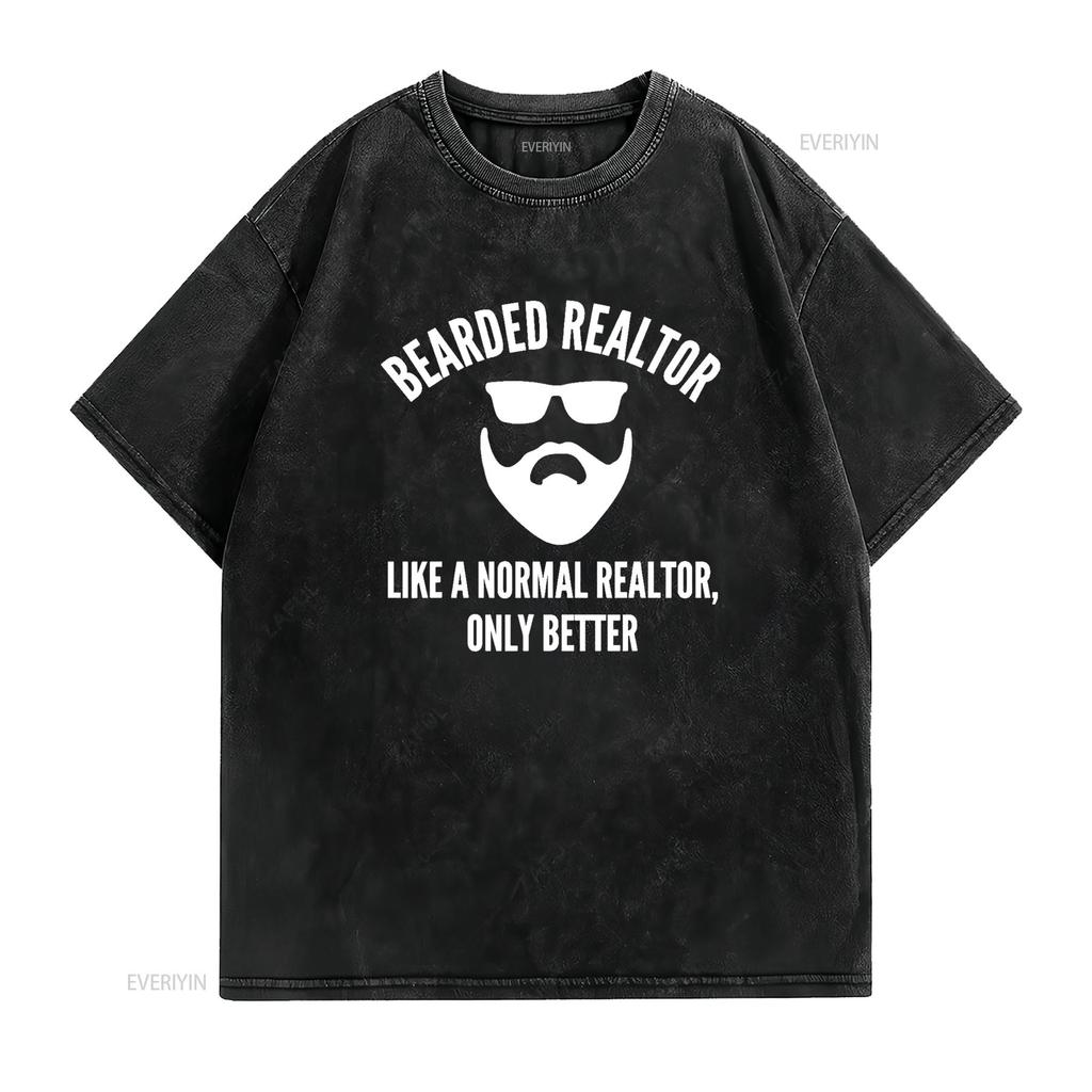 Bearded Realtor Definition Funny Male Real Estate Agent T Shirt vintage Washed Breathable Stylish Top For Everyday Wear Casual