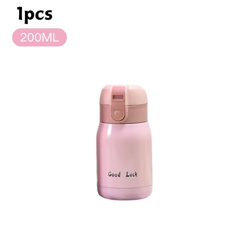 200/350ml Cute Mini Thermos Cup Stainless Steel Thermal Coffee Mug Portable Vacuum Flask Insulated Water Bottle with Button Lid