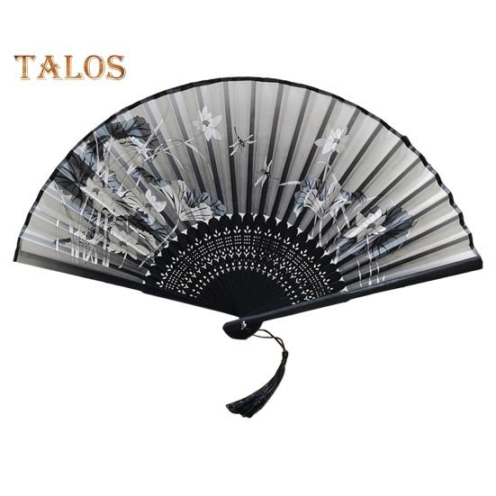 

Складной вентилятор в китайском винтажном стиле с бамбуковым валом, ручной вентилятор с цветочным узором, художественный ремесленный подарок, домашний декор, ручной веер для вечеринок, свадеб темно-серого