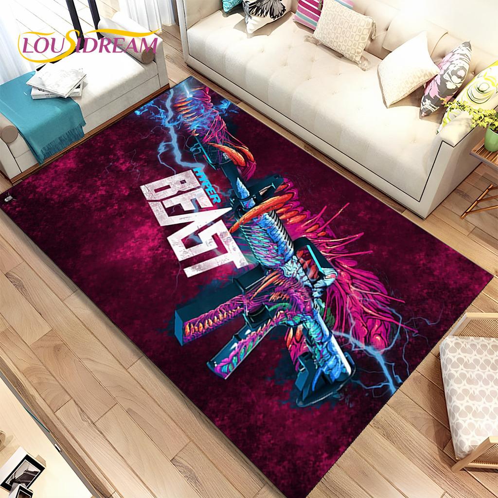 CS,USP,AK,M4,AWP,Gewehrpistolen-Patronengewehr-Bereichsteppich,Teppich für Zuhause, Wohnzimmer, Schlafzimmer, Sofa, Fußmatte, Dekor, rutschfeste Bodenmatte