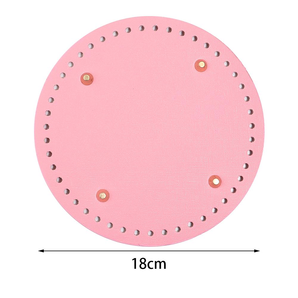 Pink Oval Round Bottom Long PU leather Bag Base With Holes For DIY Handmade Knitted Crochet Bags Universal Bottom Accessories