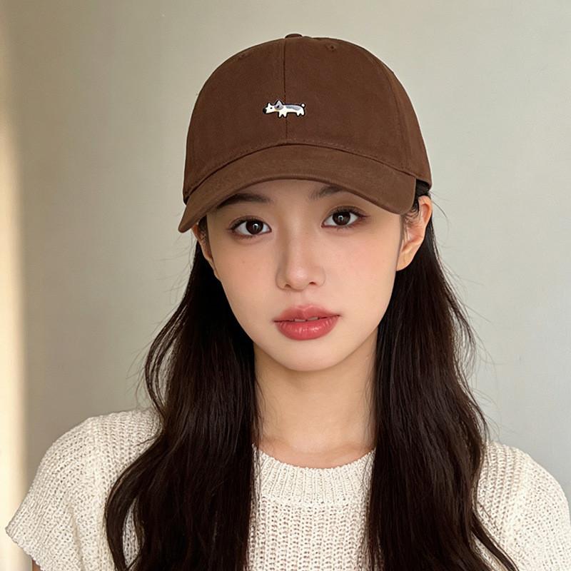 Classic Dog Embroidered Baseball Cap With Wide Brim For Sun Protection And Casual Wear