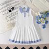 Girls' Dress Summer Dress Korean Princess Dress College Style Dress Children's Polo Collar Vest Dress