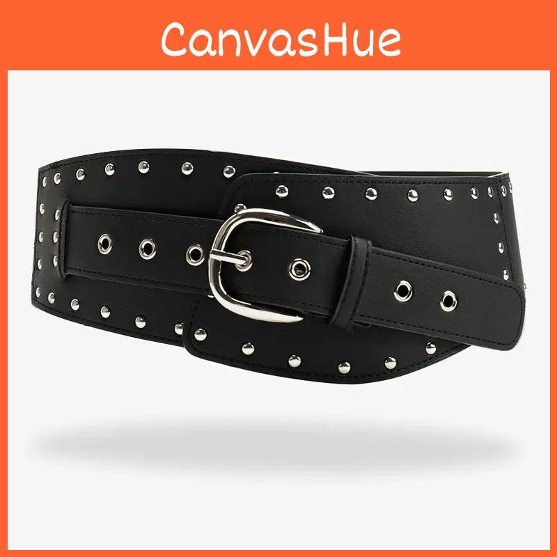 Vintage Irregular Wide Waist Belt With Alloy Buckle For Denim Pants Fashion Accessories