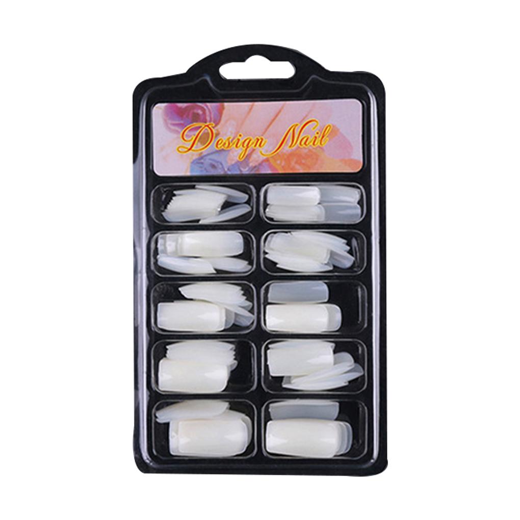 100pcs French Plastic Fingernails Solid Color Full Half Cover False Art Tips Accessory