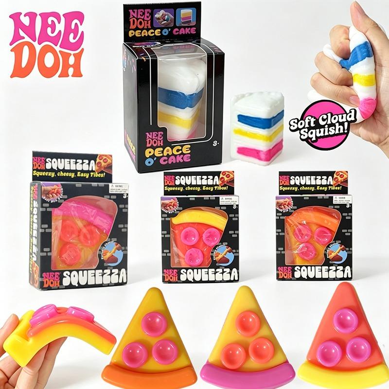 Needoh Multi Layer Rainbow Cake Pizza Slice Food Sensory Toy Non-Toxic Knead Stretch Anxiety Healing Relax Adults Portable Gift