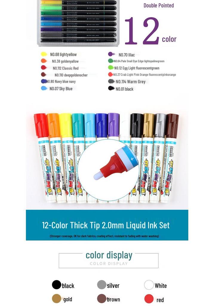 Lion Fabric Paint Pen TM-6: Multicolor Art Paint Set for DIY Canvas Shoes & Kids' Projects