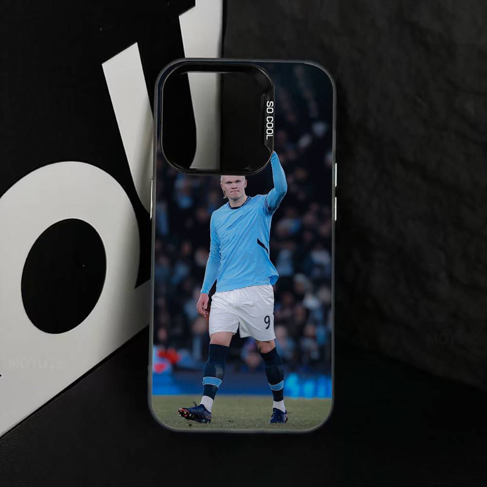 Football Star E-Erling H-Haaland Phone Case For iPhone 17,16,15,14,13,12,11 Plus,Pro Max,XS,Colored Silver Plated Inside Cover