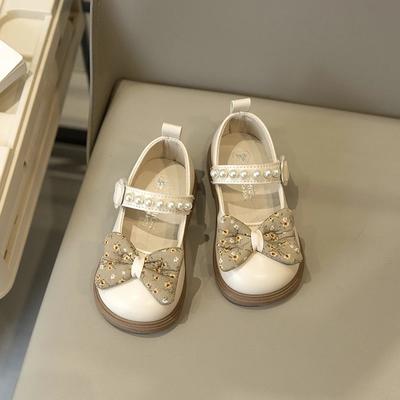 2024 Children Leather Shoes for Girls Autumn New Fashion Korean Style Soft Bottom Sweet Bowtie Anti-slippery Versatile Chic Shoe