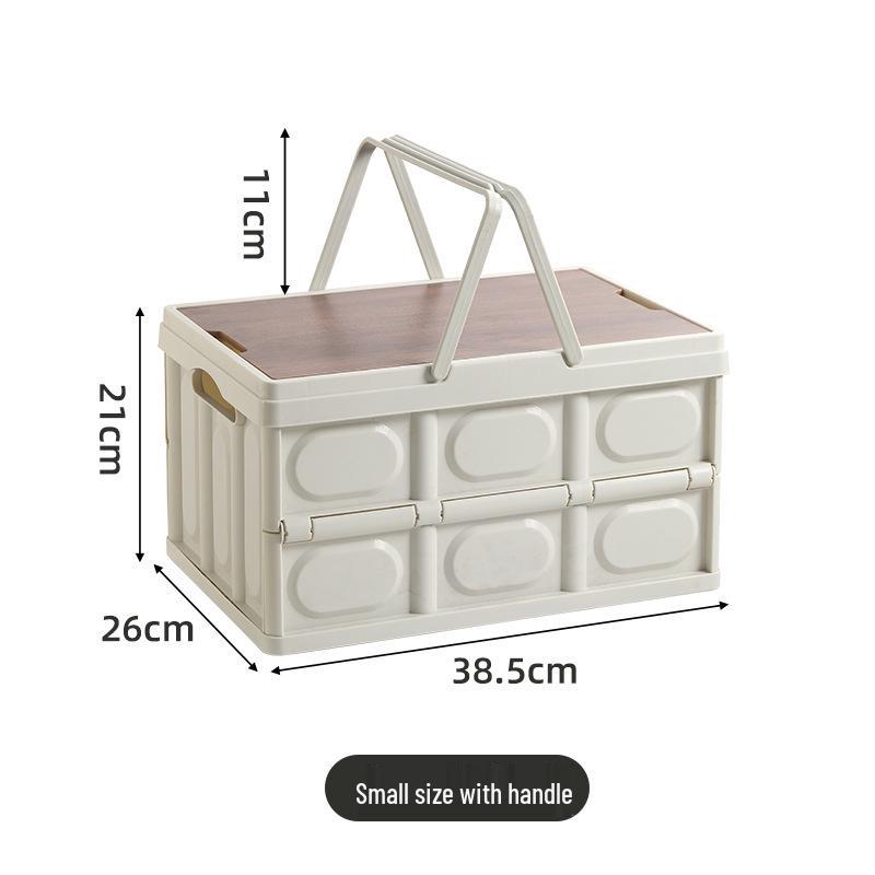 Portable Folding Picnic Basket with Wooden Top