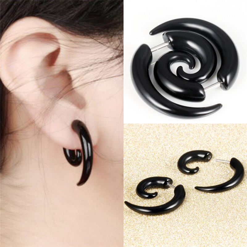 Cool Punk Stud Earrings Rock Men Black Earrings Women Pvc Anti Allergy Earrings