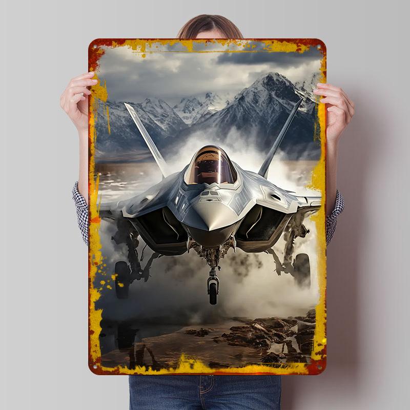 

F35 Sound Barrier Metal Poster Customized Wall Art Retro Vintage Tinplate Signs for Room Decoration Gaming Desk Decor Man Cave 7.9x11.8In(20x30cm)