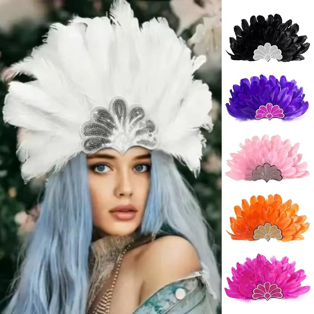 Brazilian Carnival Feather Headpiece Stage Performance Feather Headdress  Hawaiian Party Accessory