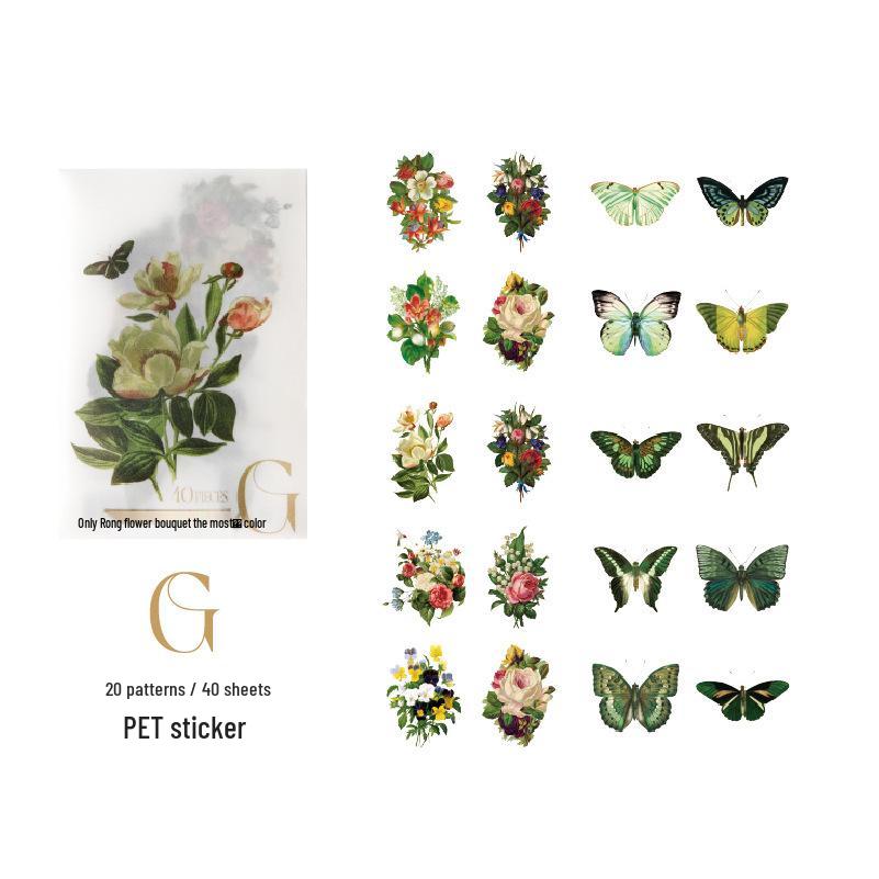 Yan Ji Retro Flower Bouquet Sticker Pack: 8 Elegant Styles for Journals and Collages