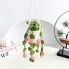 Crochet Hanging Plant for Car, Cute Car Plant Accessories, Knitted Plant Car Mirror Hanger, Boho Car Plant Crochet Hanging Basket (A)