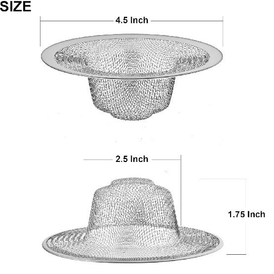 2 Pack - 4.5 Top / 3 Mesh Basket - Kitchen Sink Drain Strainer Stainless Steel Large Food Catcher. Fast Flow and Effective Full Mesh Basket