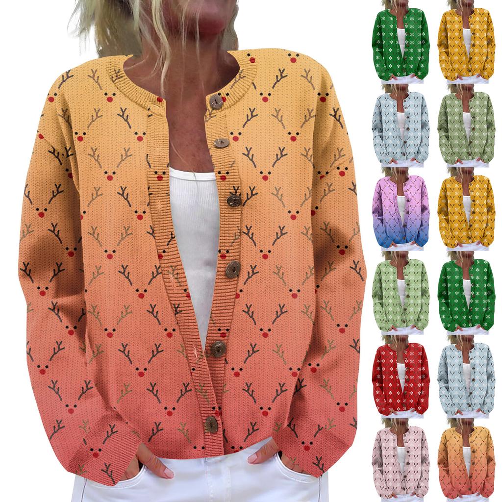 Women's Cardigan Long Sleeve Lightweight Fun Christmas Print Jacket