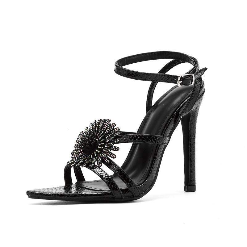 Mode Mode Sonnenblume Spitzzehe Knöchelriemen Damen Gladiator Sandalen Sommer Elegant Stiletto High Heels Weiblich Party Hochzeitsschuhe