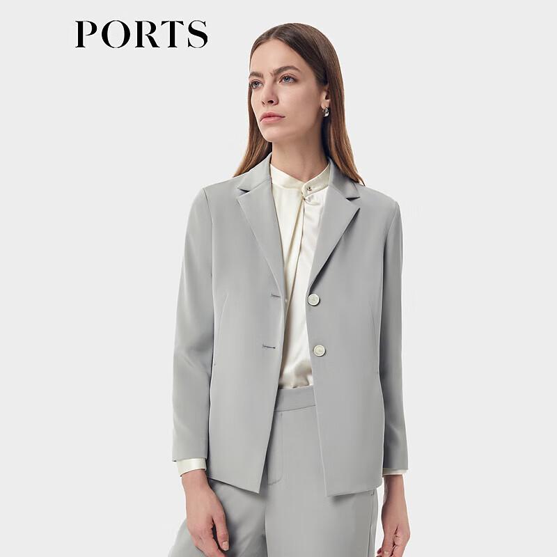 

PORTS Women s Mist Grey Lapel Blazer Jacket 2