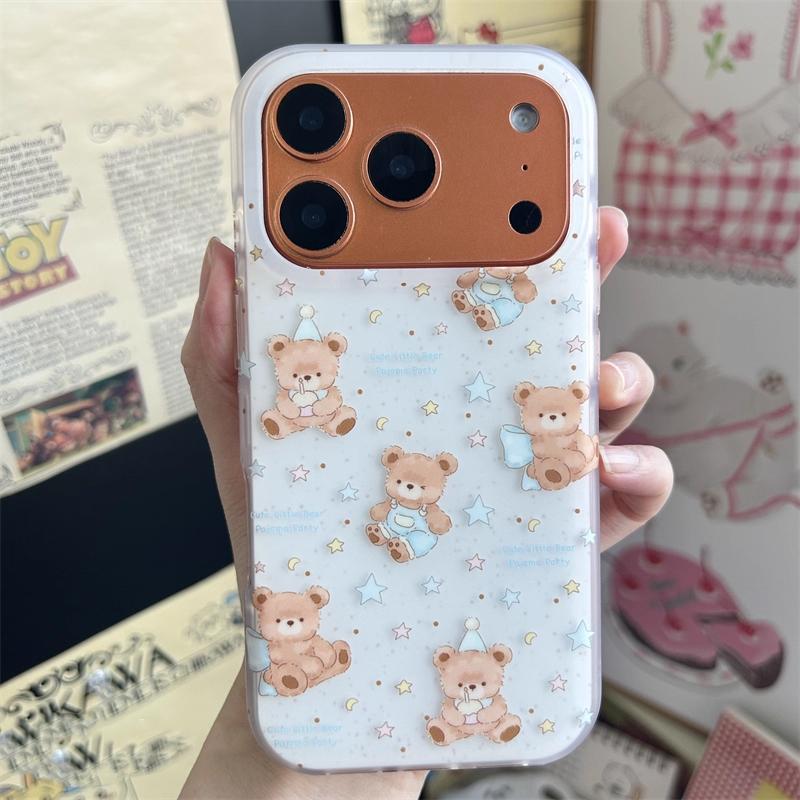 New Ins Trendy Niche Healing Star Hat Bear Phone Case For iPhone 17 Air 16 15 14 13 12 11 Pro Max XS Max 78 Plus Anti Fall Cover