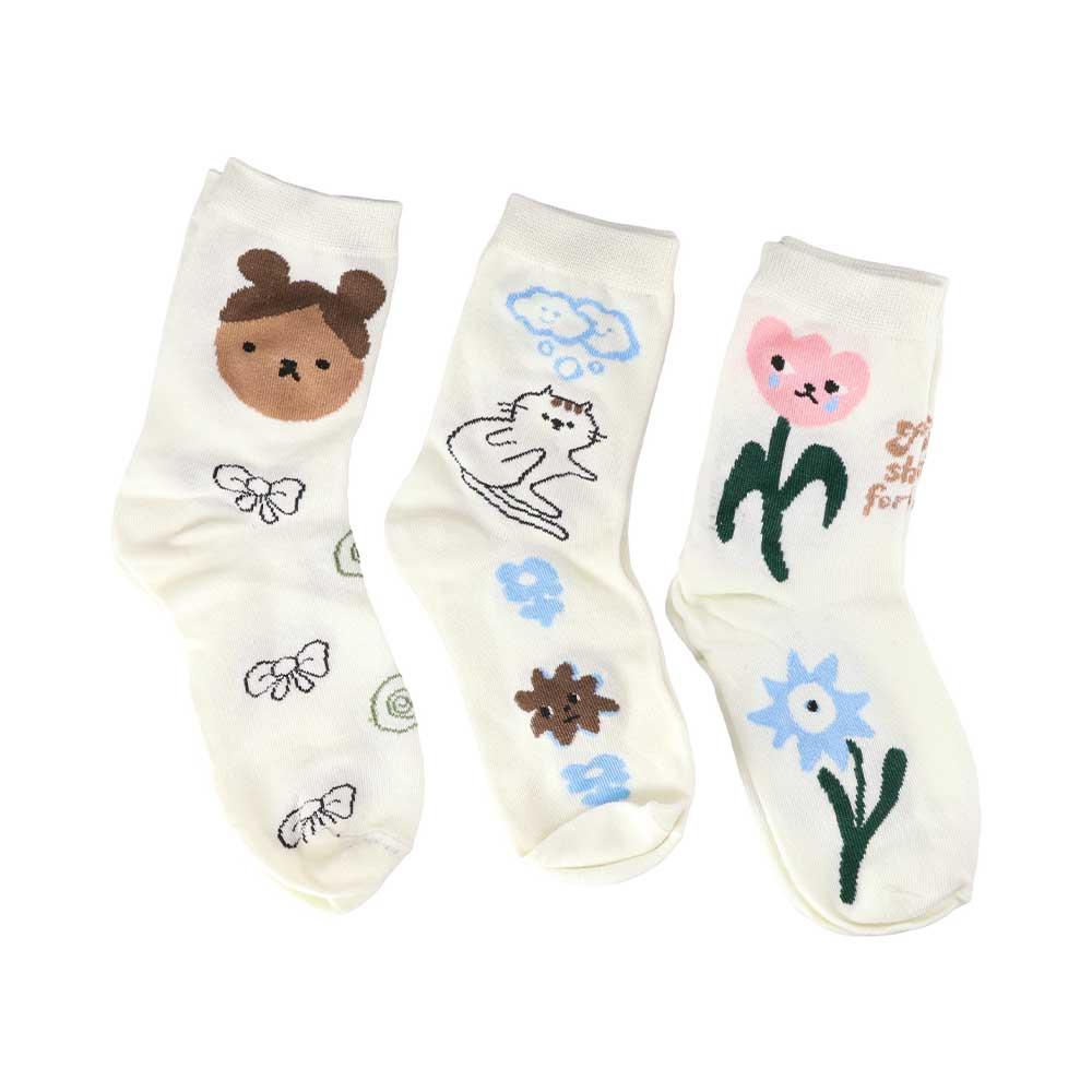 Skateboard Zubehör Damen Tulpen Socken Hase Katze Socken Kritzel Lässige Strumpfwaren Blumen Knöchelsocken