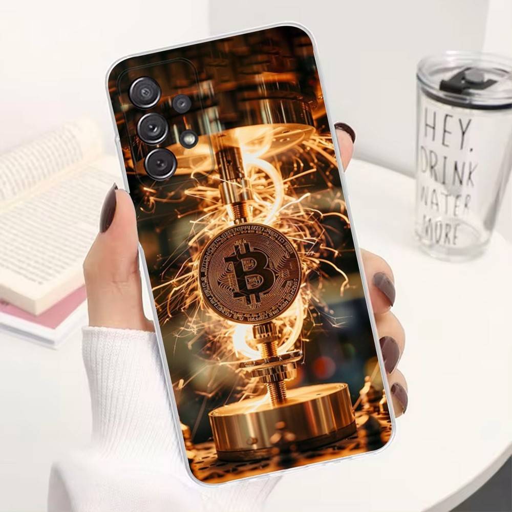 Bitcoin Digital Currency For Samsung A30,71,51,S9,10,20,Ultra,S22,23,21,PIus,FE,Lite,Transparent, Silicone Case