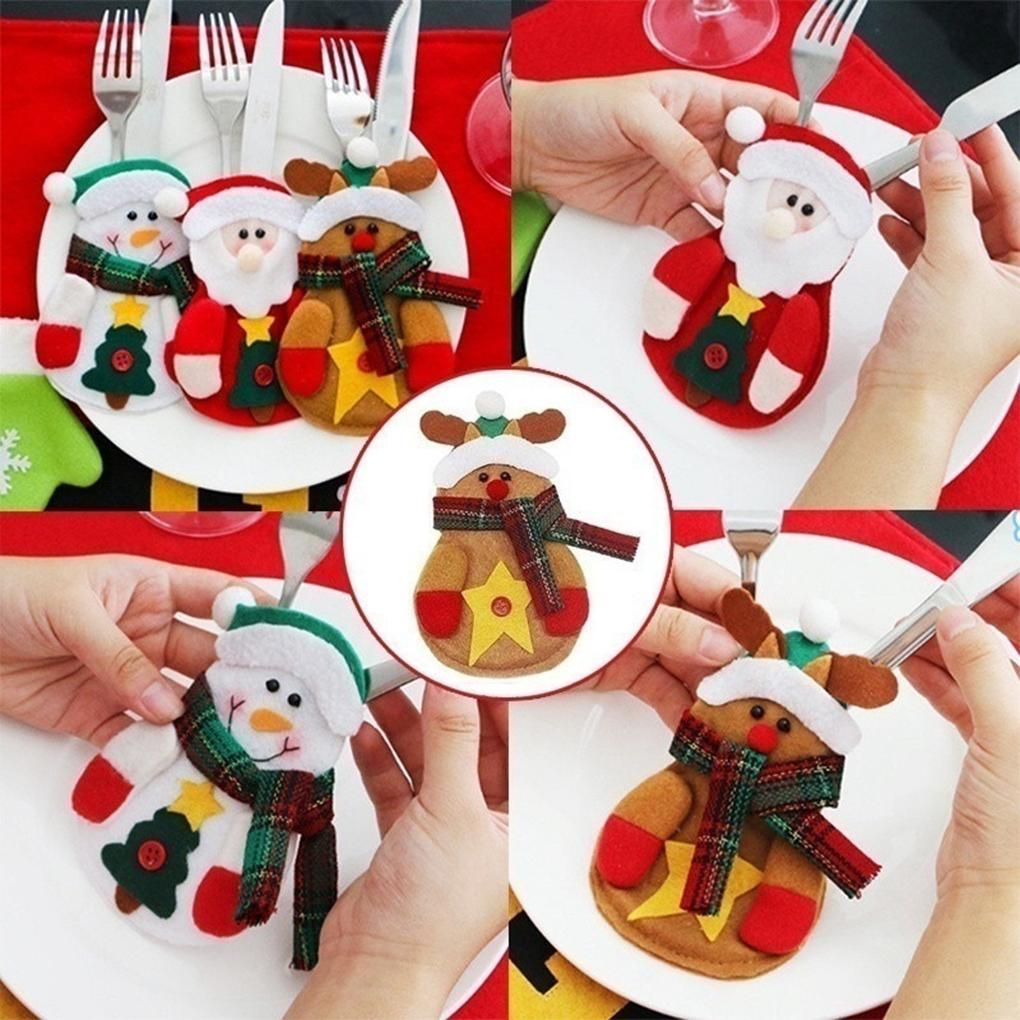 1pc Christmas Silverware Pockets Cover Xmas Party Home Table Dinner Spoons Forks Bags