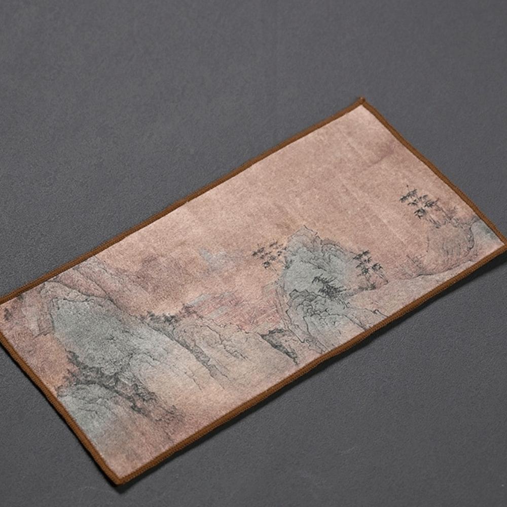 High-end Chinese Painted Suede Thick Tea Towel Hand Towels Super Absorbent Table Mat Coaster Absorbent Towel Placemats Use