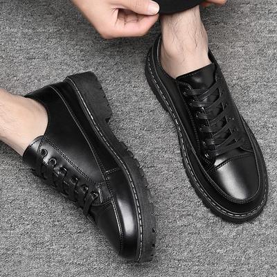 Frühlings- und Sommer-Lederschuhe Herren vielseitige Herrenschuhe Freizeitschuhe erhöhend Kochschuhe schwarze Arbeitsschuhe Martin-Schuhe Herren