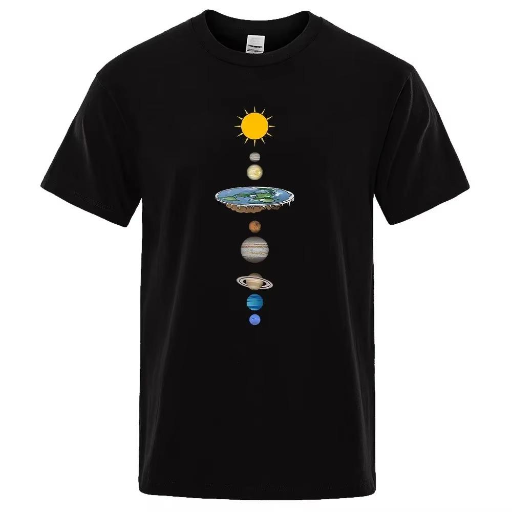 Sistema Solar Cósmico Planetas Imprimir Manga Curta Homens Rua Casual T Roupas Soltas Oversized T Camisa Masculina Verão Algodão