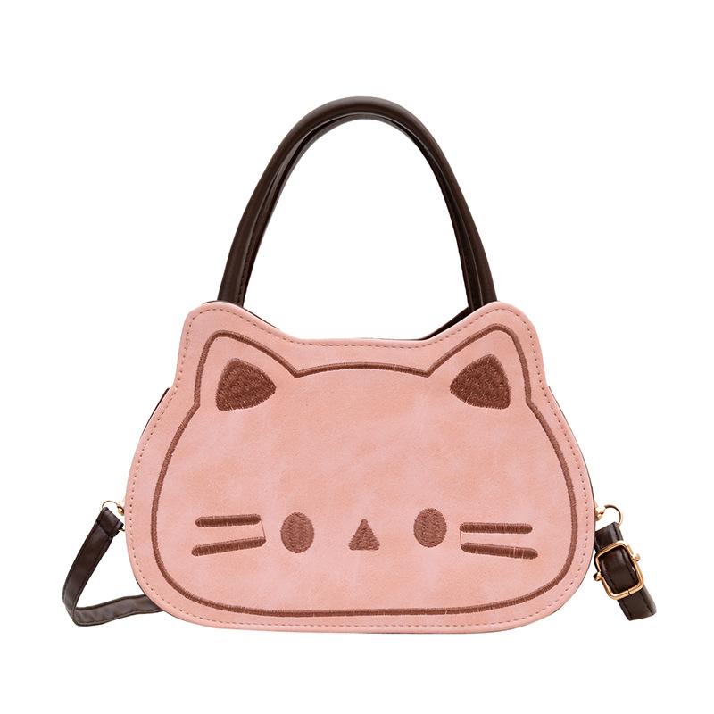 Cute and Cute Girl Contrasting Color Portable Small Bag New Fashionable Versatile Messenger Bag Cartoon Cat Small Bag