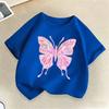 Beautiful Butterfly Print T Shirts For Girls Summer Children Casual Cute Colorful Tops Kids Comfortable Oneck Short Sleeve Tees
