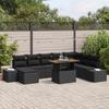 VidaXL 9-Piece Garden Dining Set with Cushions Black Poly Rattan and Acacia 3350002