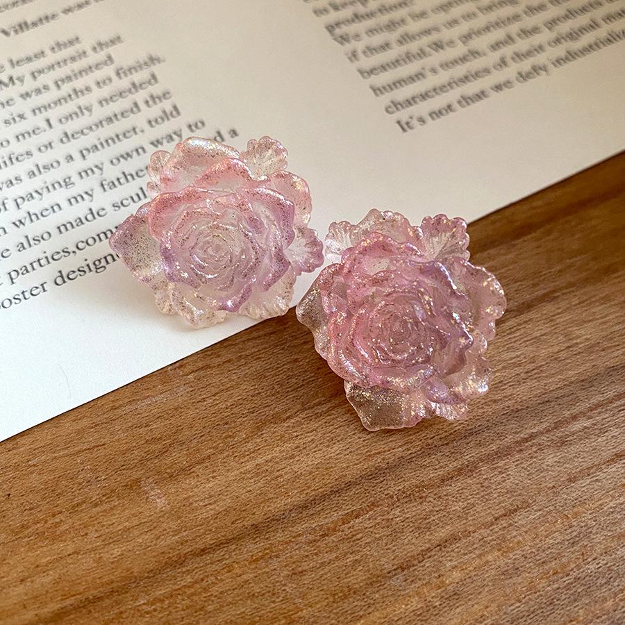 Beach Vacation Style Resin Flower Stud Earrings Sweet Fresh Elegant Jewelry for Women