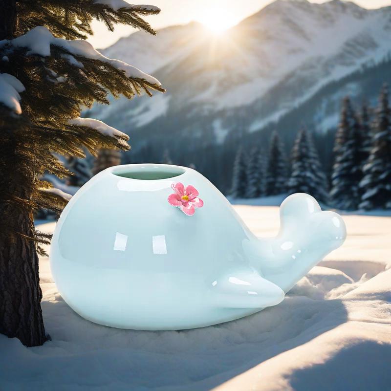 3D Home Furnishing Crafts Hydroponic Flower Inserted Creative Celadon Whale Elephant Flower Pot,home Ceramic Pot Vase Decoration