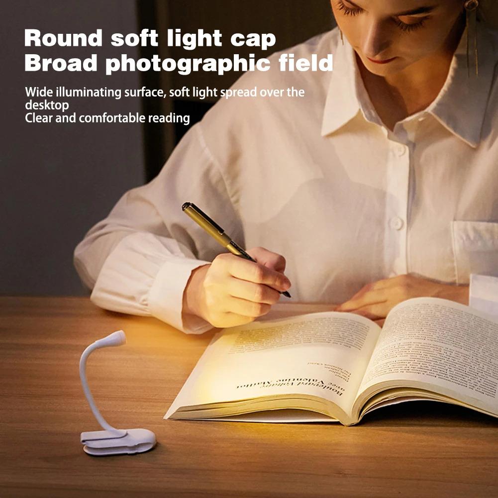 Clip-On Mini LED Book Light - 360° Rotation Rechargeable 3 Eye-Protection Modes for Bedroom Study book light clip mini led light