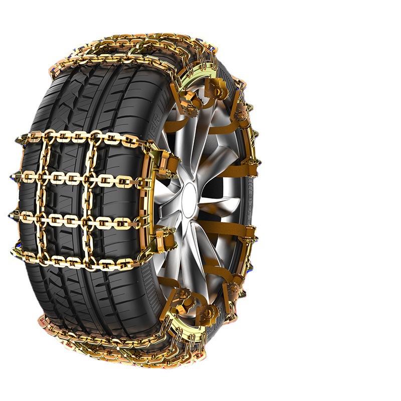 Universal Anti-Skid Car Tire Chains for Sedans & SUVs - Emergency Snow & Mud Manganese Steel Nine-Grid Design
