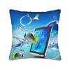 Frutiger Aero Fishies Square Pillow Cases  Cushion Covers Awesome Zipper Decor Pillowcase for Seat 40x40cm