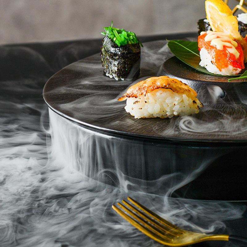 Japanische Kreative Trockeneisplatte Keramik Hotel Clubhaus Sashimi-Platte Künstlerische Konzeptplatte Meeresfrüchte Sushi High-End Eisplatten-Set