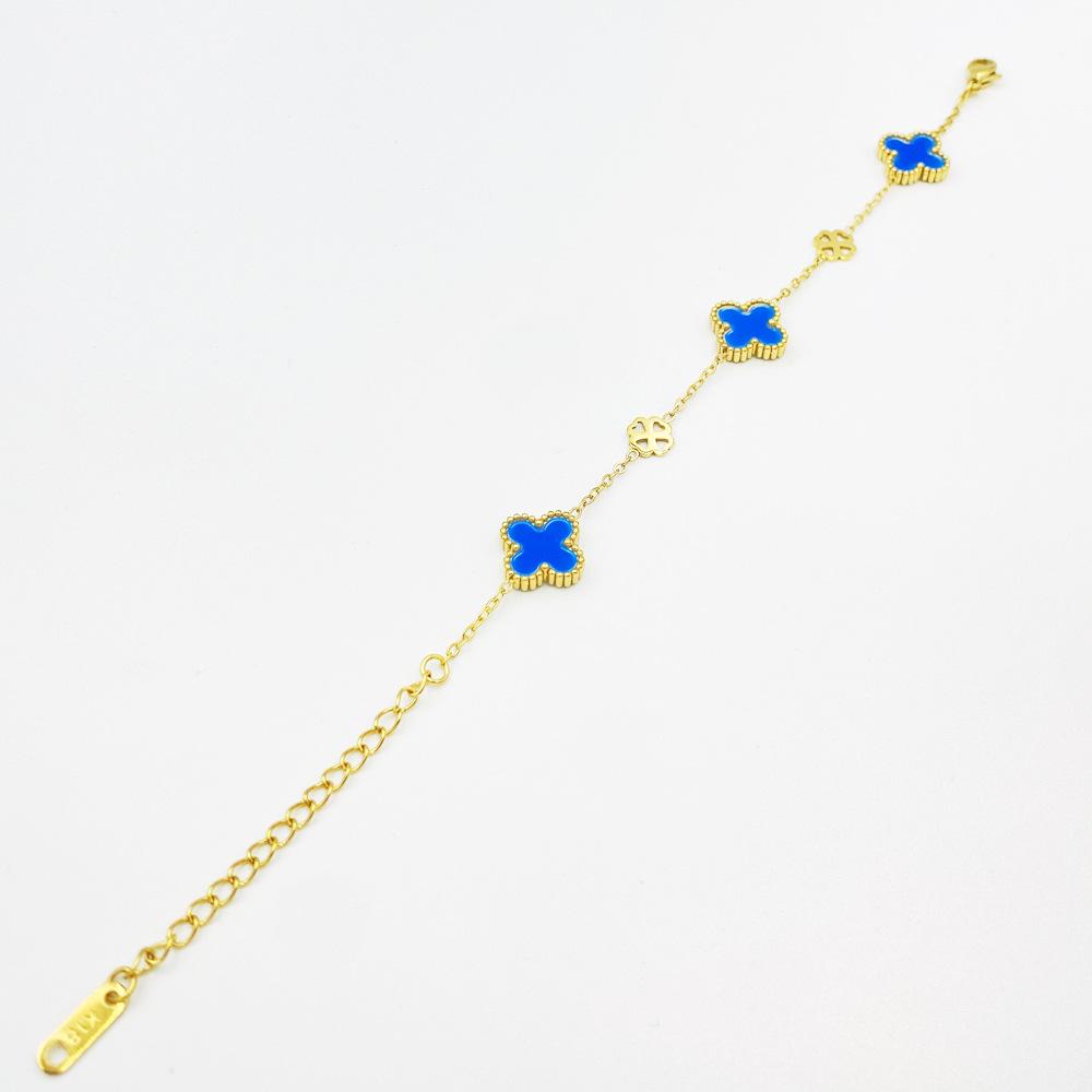 13MM Fresh Department Example Titanium Steel Fashion Four-leaf Clover Bracelet Double-sided Ladies Bracelet